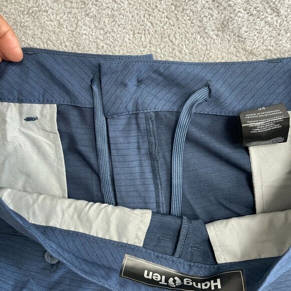 NWOT Hang Ten Men's Size 34 Blue Striped Shorts Polyester Blend Hybrid - Picture 8 of 8